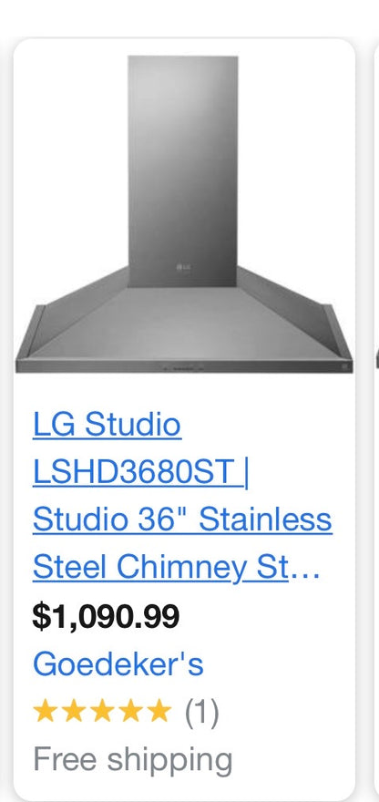 Lg studio 36  stainless steel chimney new Range Hood
