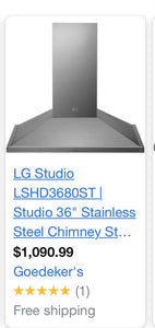 Lg studio 36  stainless steel chimney new